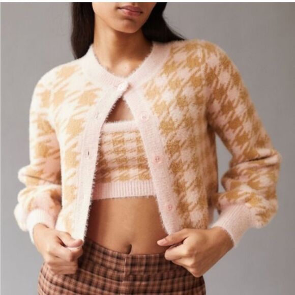 For Love and Lemons Cher Houndstooth Cardigan Sweater and Tank Set 1X NWT - Picture 1 of 15